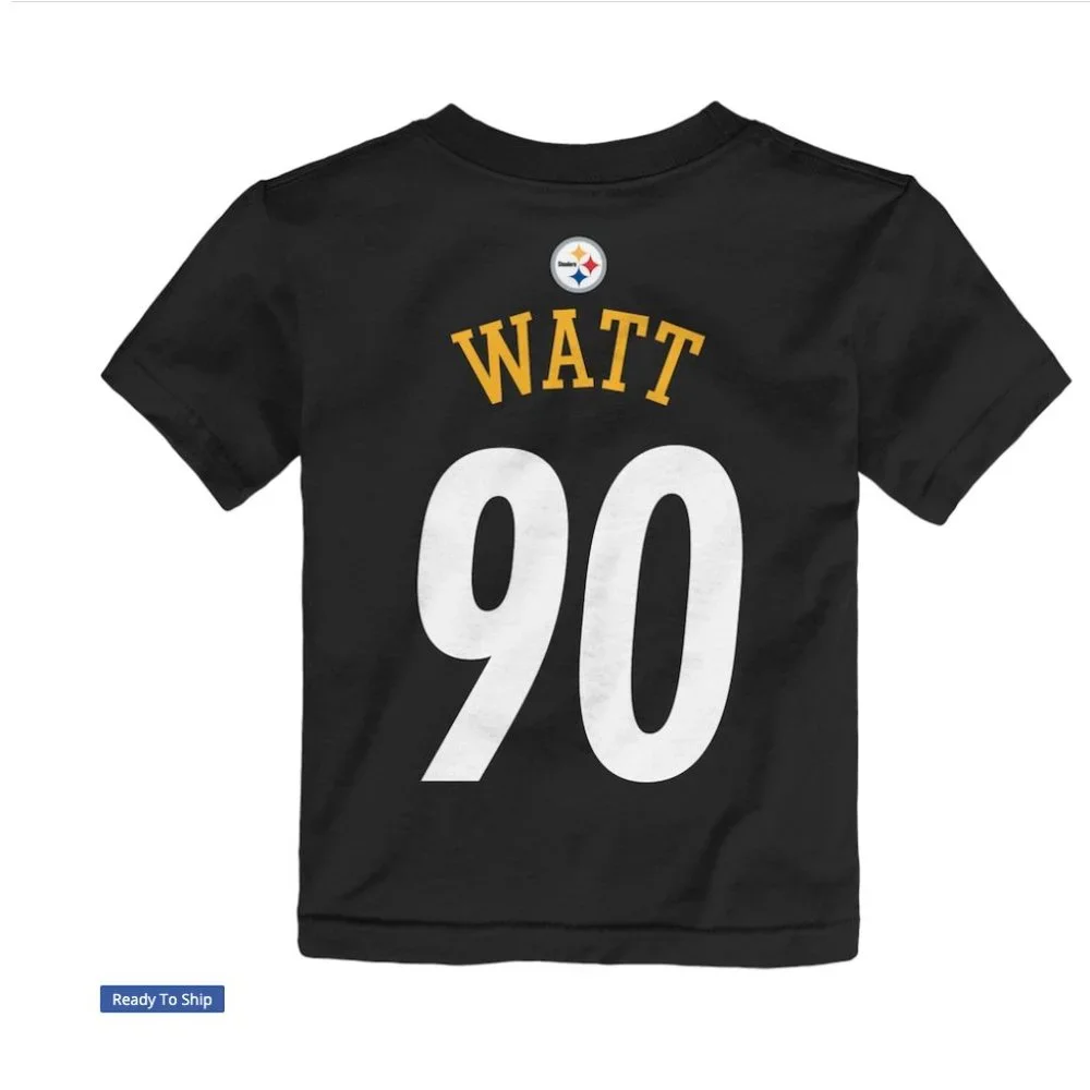 T-SHIRT SALE! ‘ NWT - Kids Pittsburgh Steelers T.J. Watt Name & Number T-Shirt - Picture 3 of 3